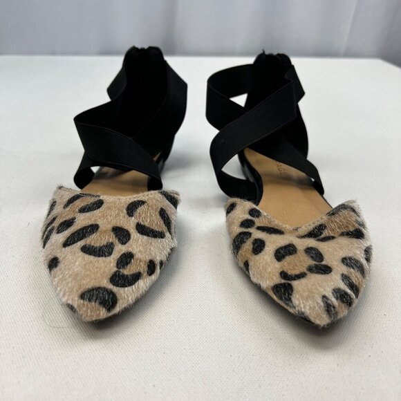 Rampage Paryss Leopard Print Strappy Flats Pointed Toe Black/Tan Size 8 Zip - Picture 5 of 9